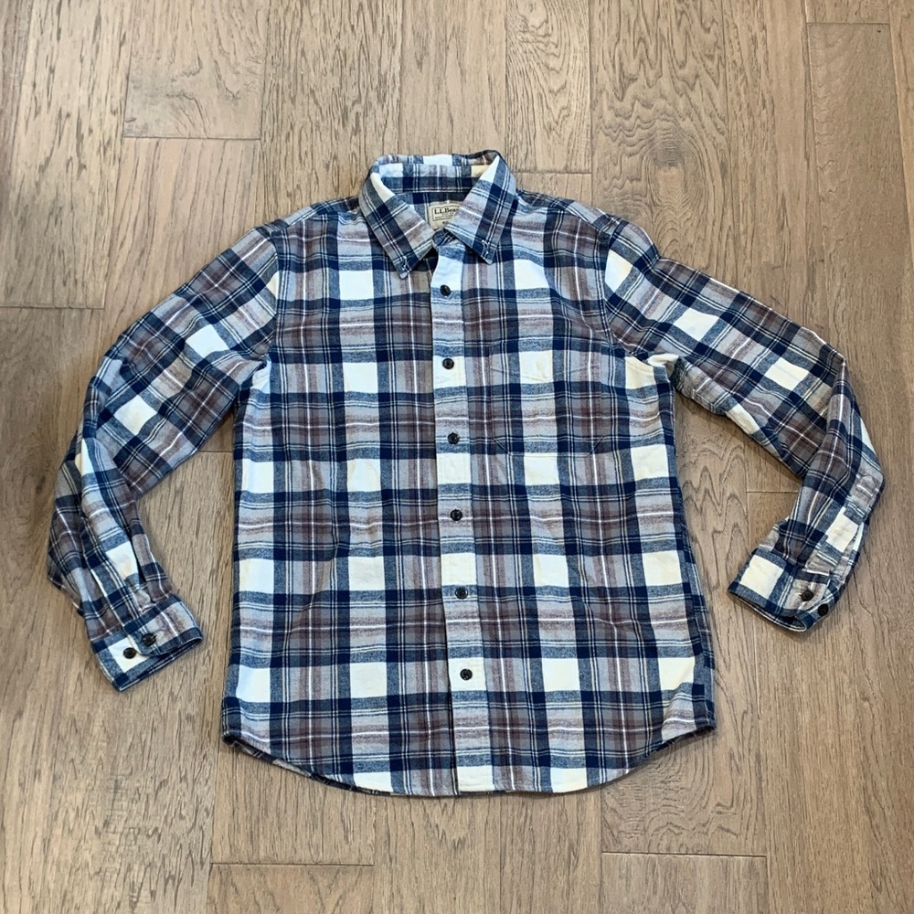 L.L. Bean Men's Scotch Plaid Flannel Shirt, Slim Fit Size Medium
